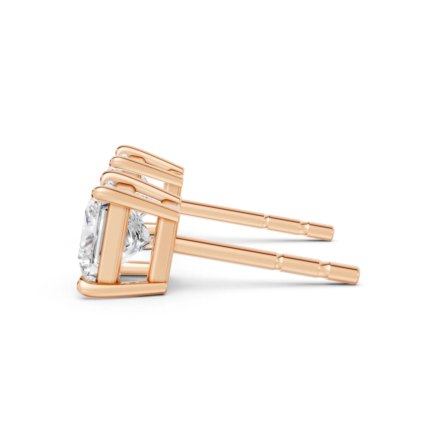 14K Gold Princess Cut Diamond Solitaire Stud Earring