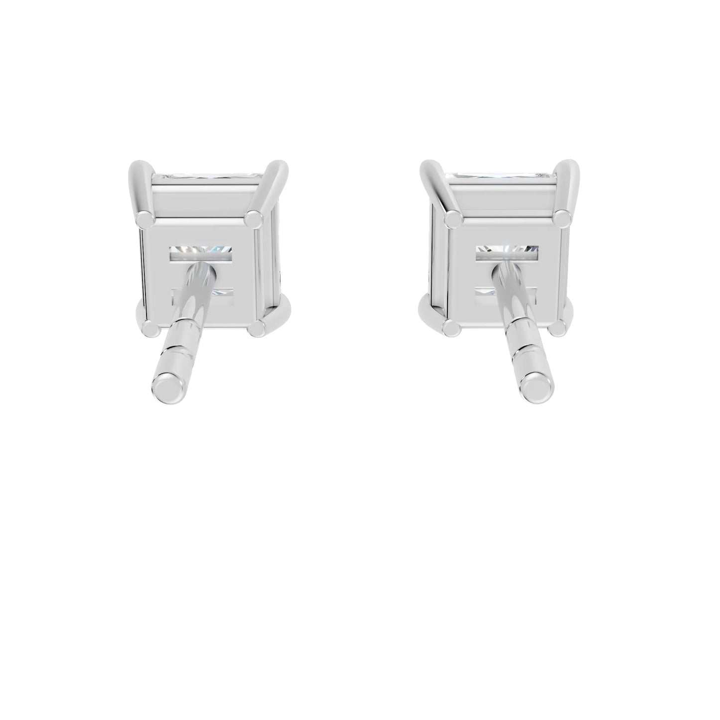 14K Gold Princess Cut Diamond Solitaire Stud Earring
