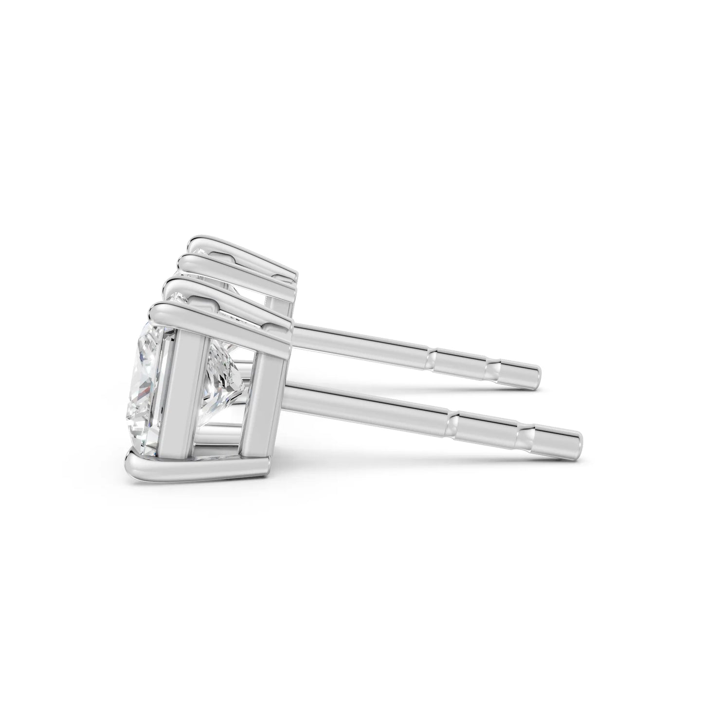 14K Gold Princess Cut Diamond Solitaire Stud Earring