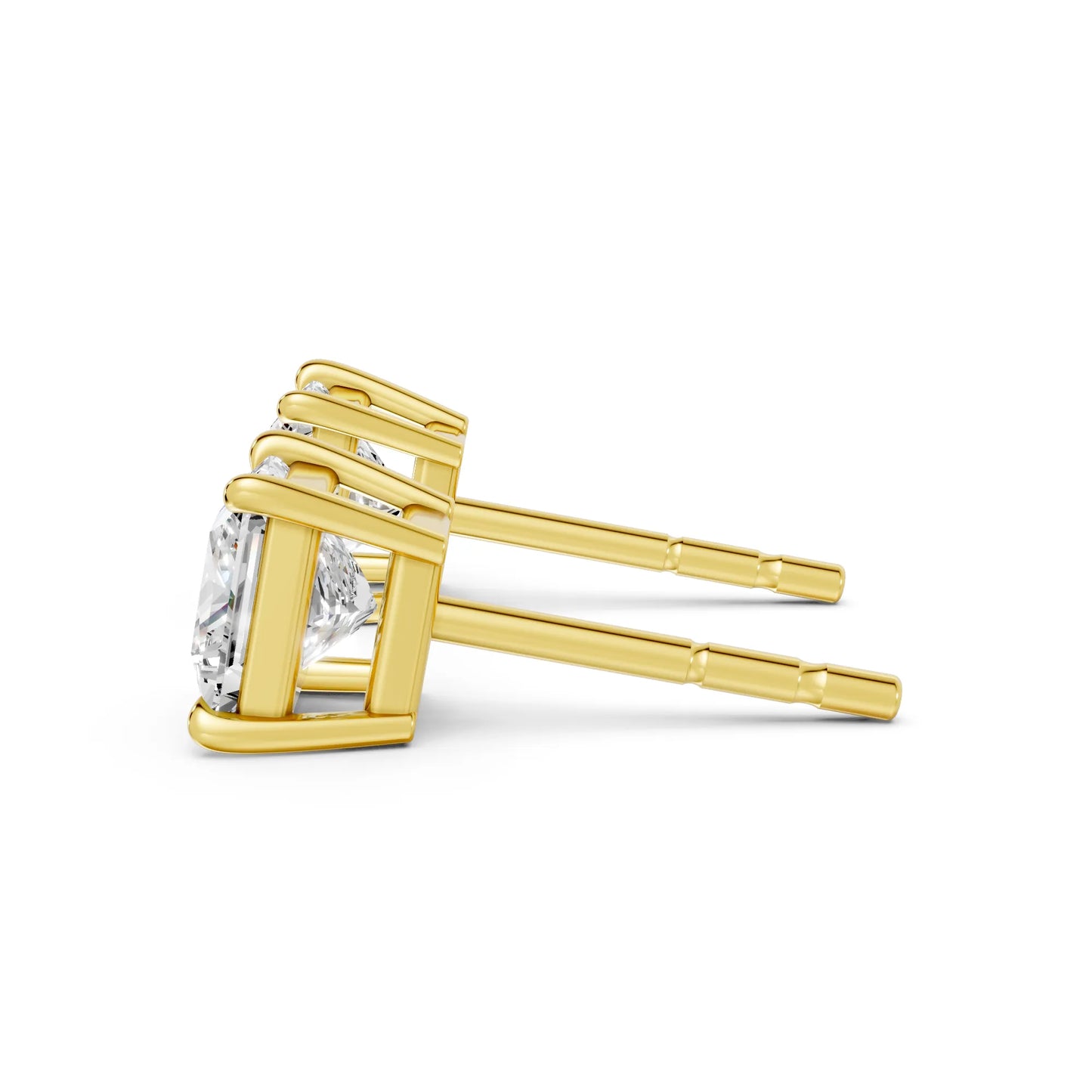 14K Gold Princess Cut Diamond Solitaire Stud Earring
