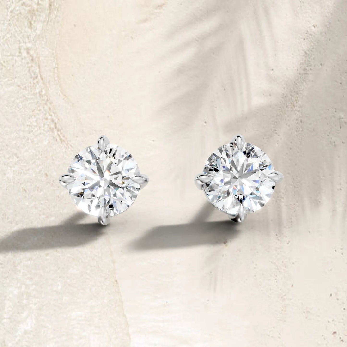 14K Gold Round Cut Diamond Solitaire Stud Earring