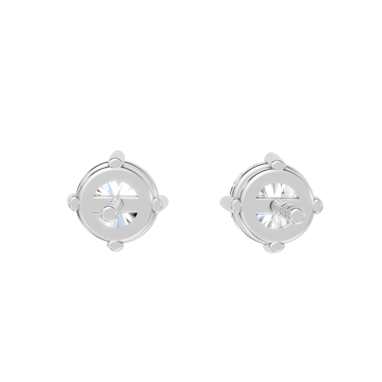 14K Gold Round Cut Diamond Solitaire Stud Earring