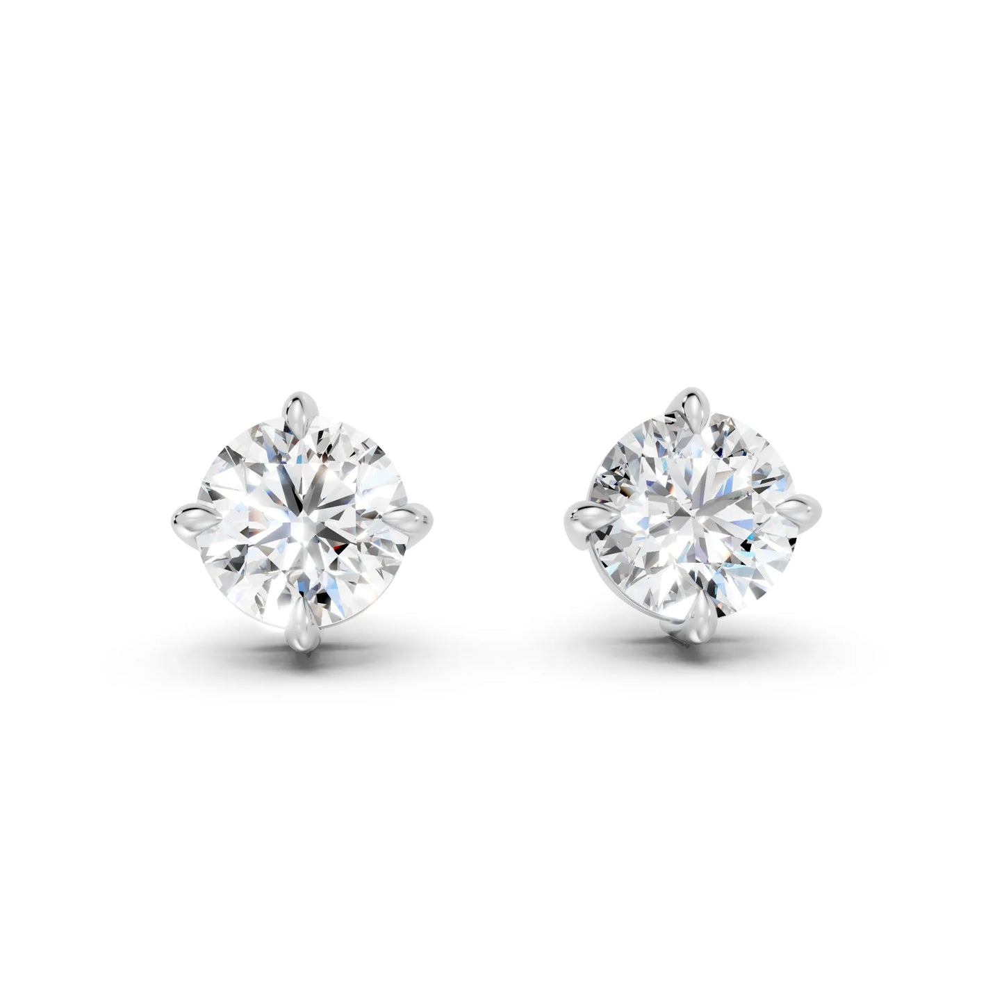 14K Gold Round Cut Diamond Solitaire Stud Earring