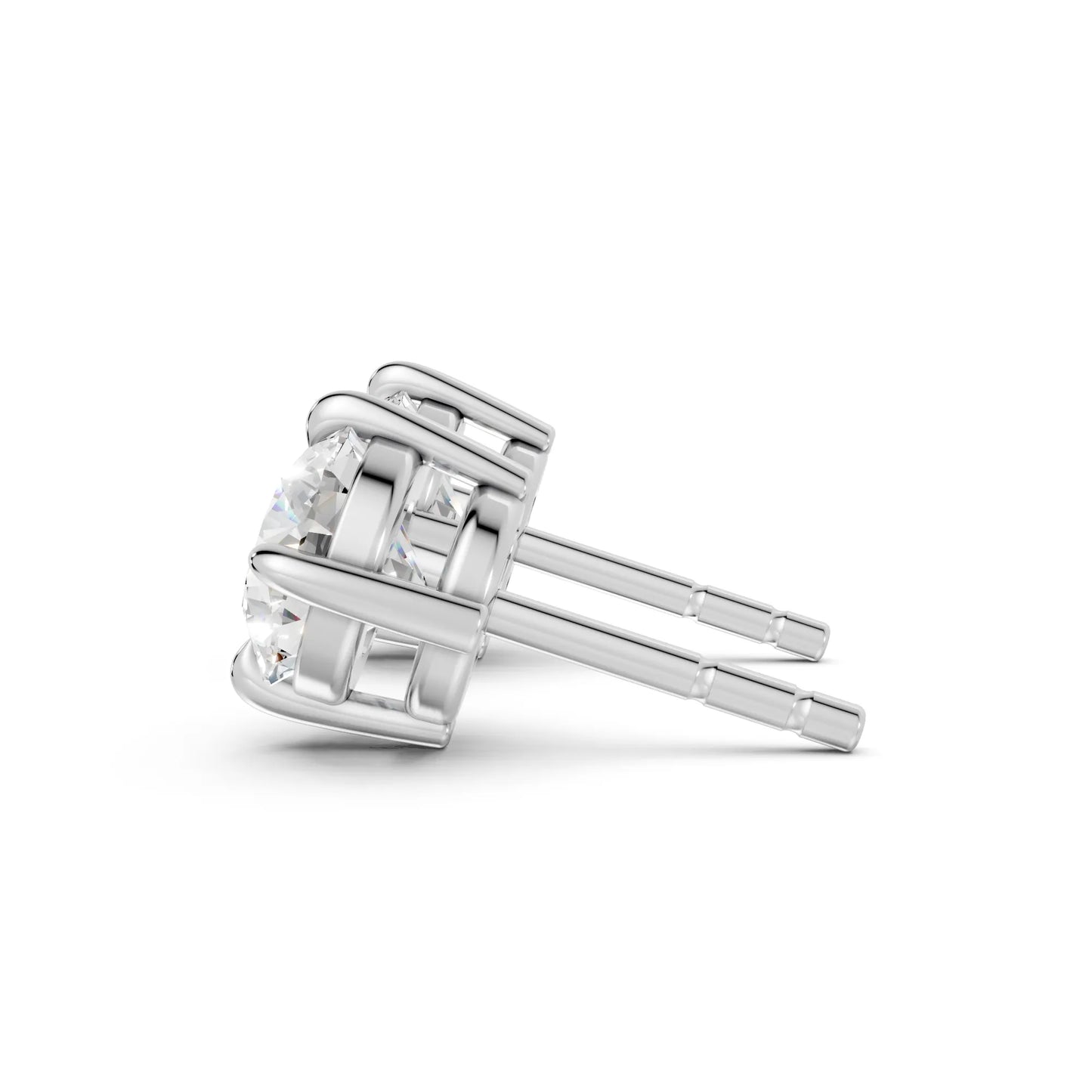 14K Gold Round Cut Diamond Solitaire Stud Earring