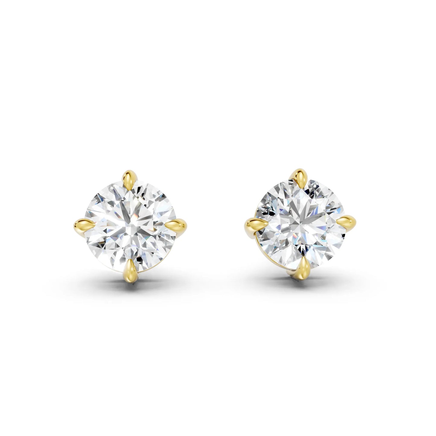 14K Gold Round Cut Diamond Solitaire Stud Earring
