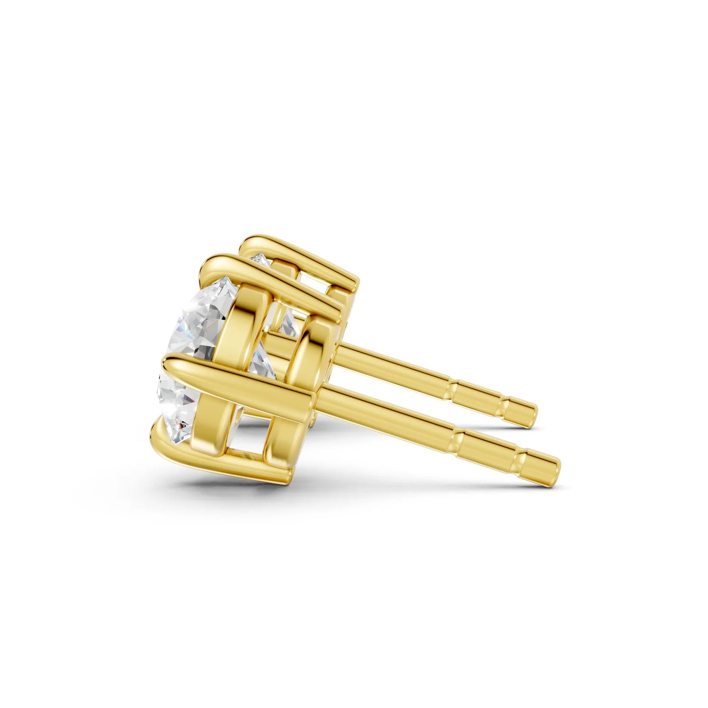 14K Gold Round Cut Diamond Solitaire Stud Earring