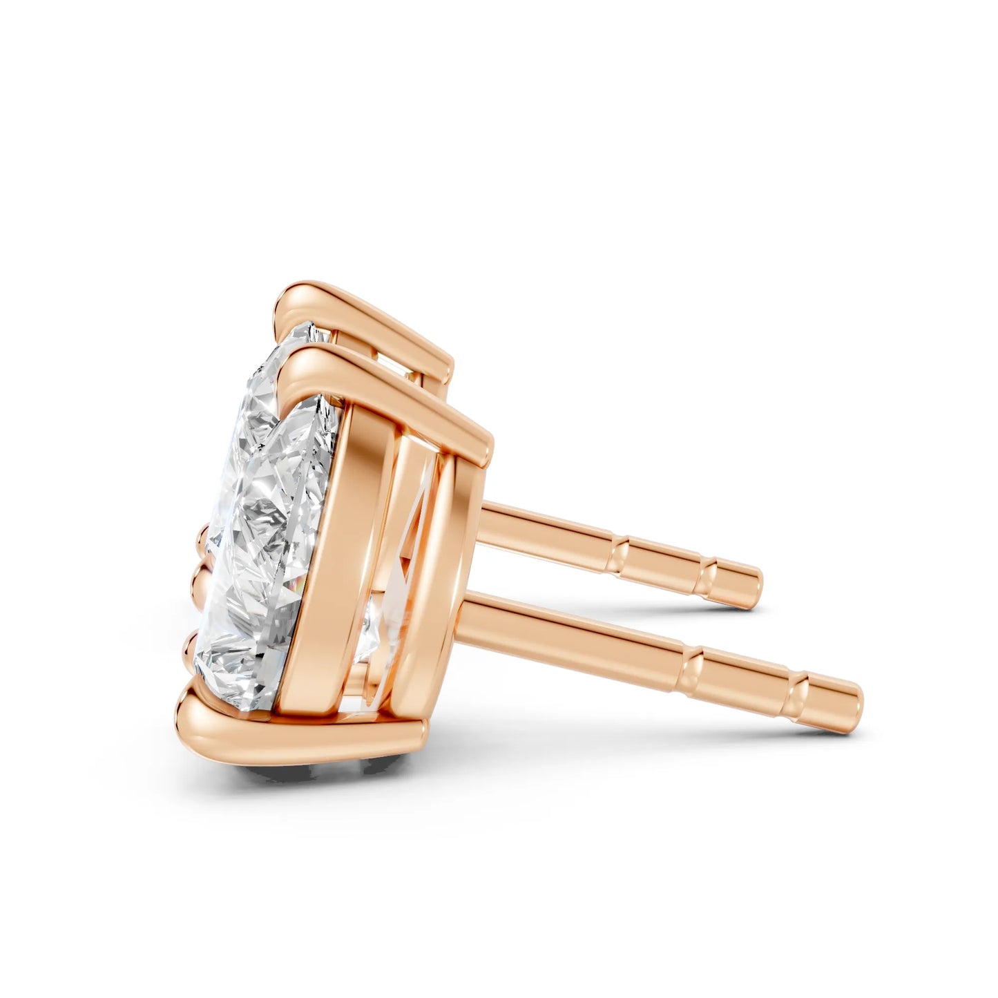 14K Gold Pear Cut Diamond Solitaire Stud Earring