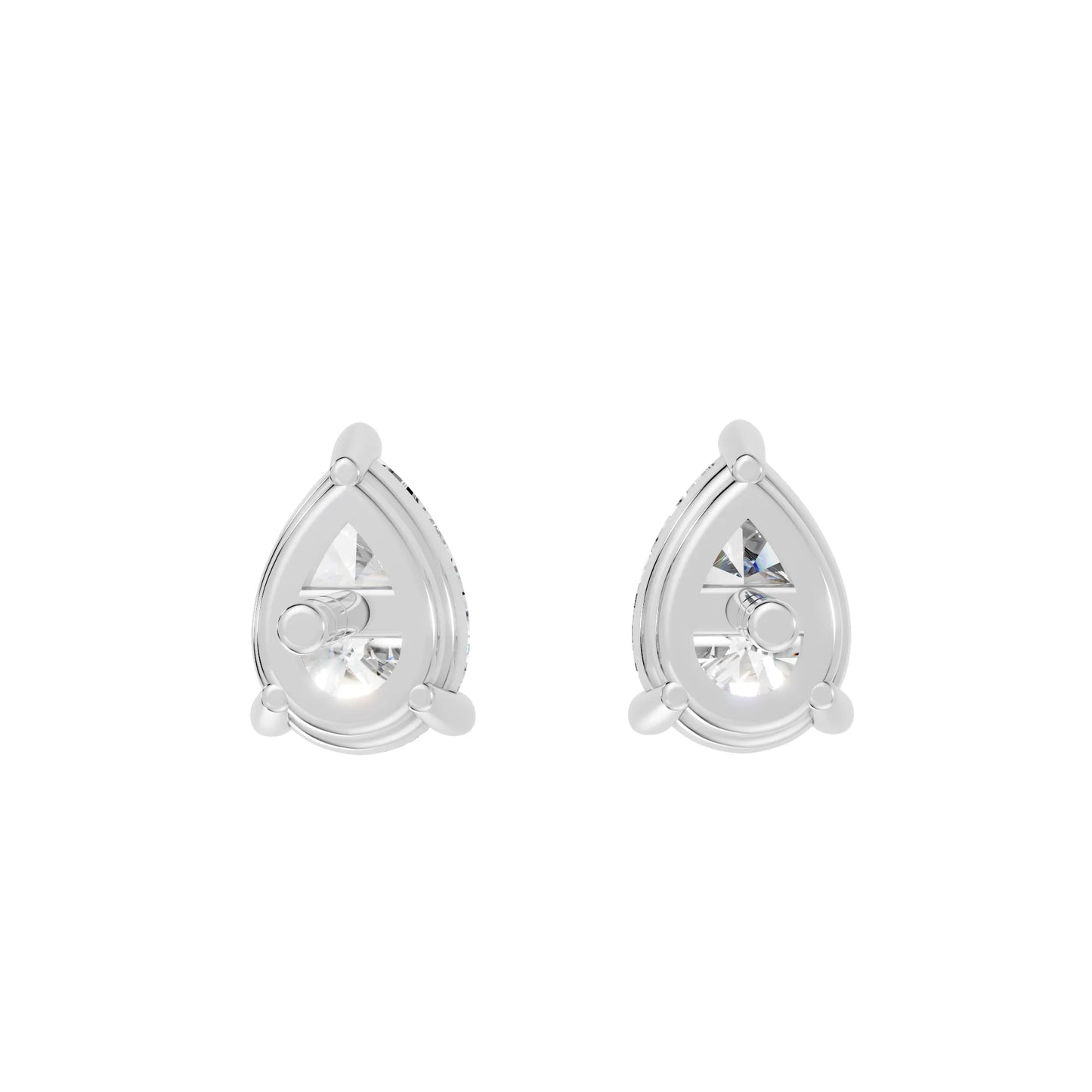 14K Gold Pear Cut Diamond Solitaire Stud Earring