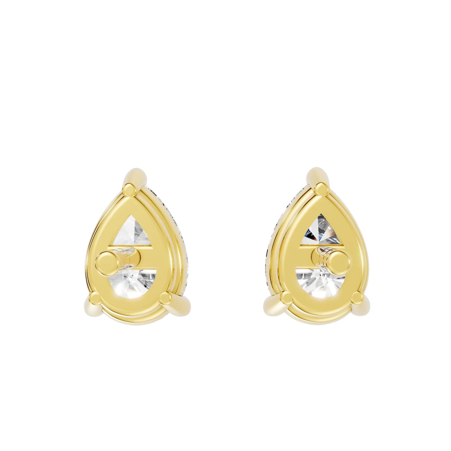 14K Gold Pear Cut Diamond Solitaire Stud Earring
