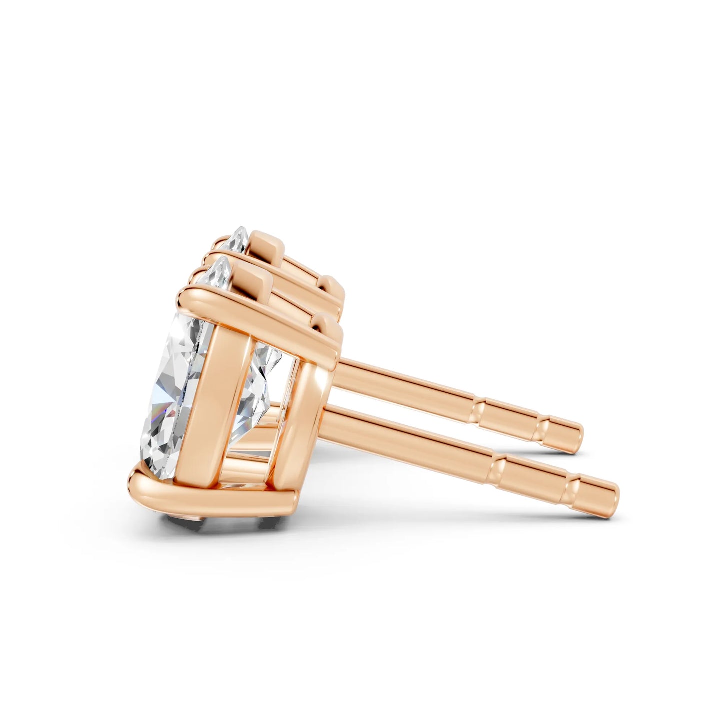 14K Gold Oval Cut Diamond Solitaire Stud Earring