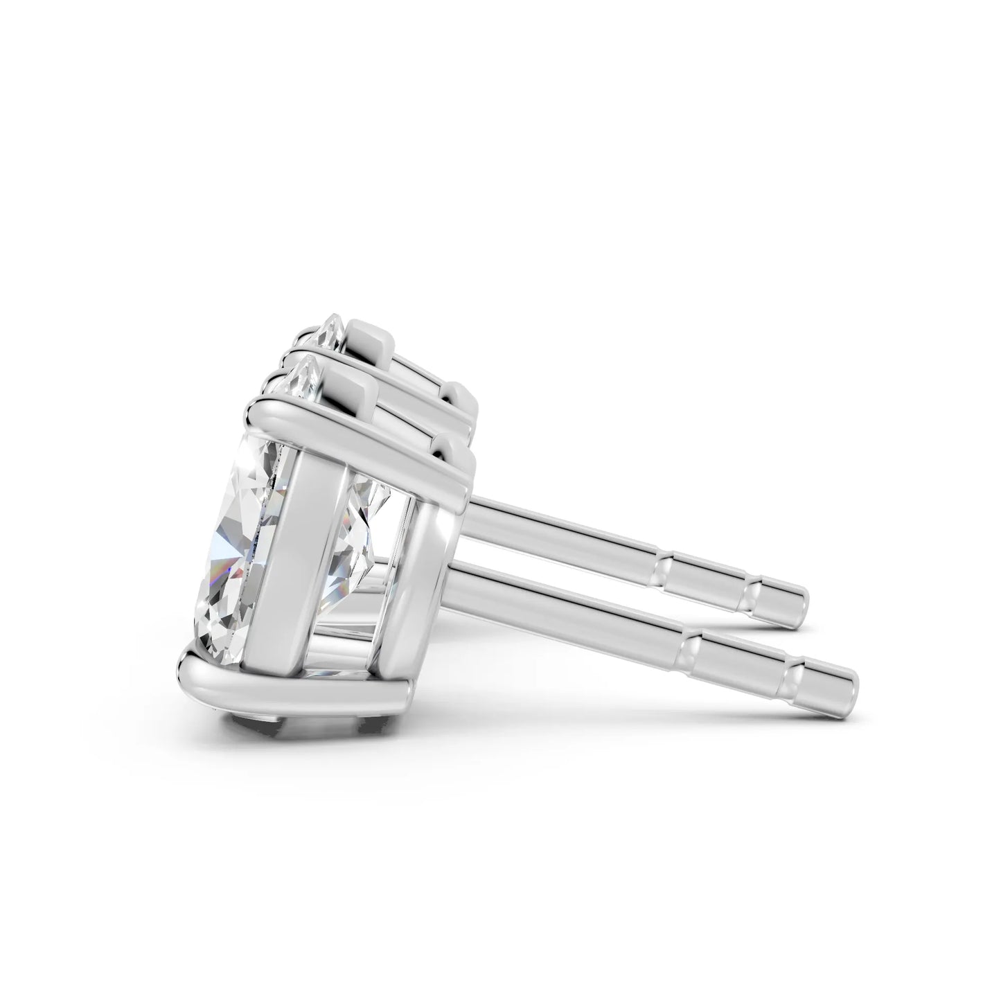 14K Gold Oval Cut Diamond Solitaire Stud Earring