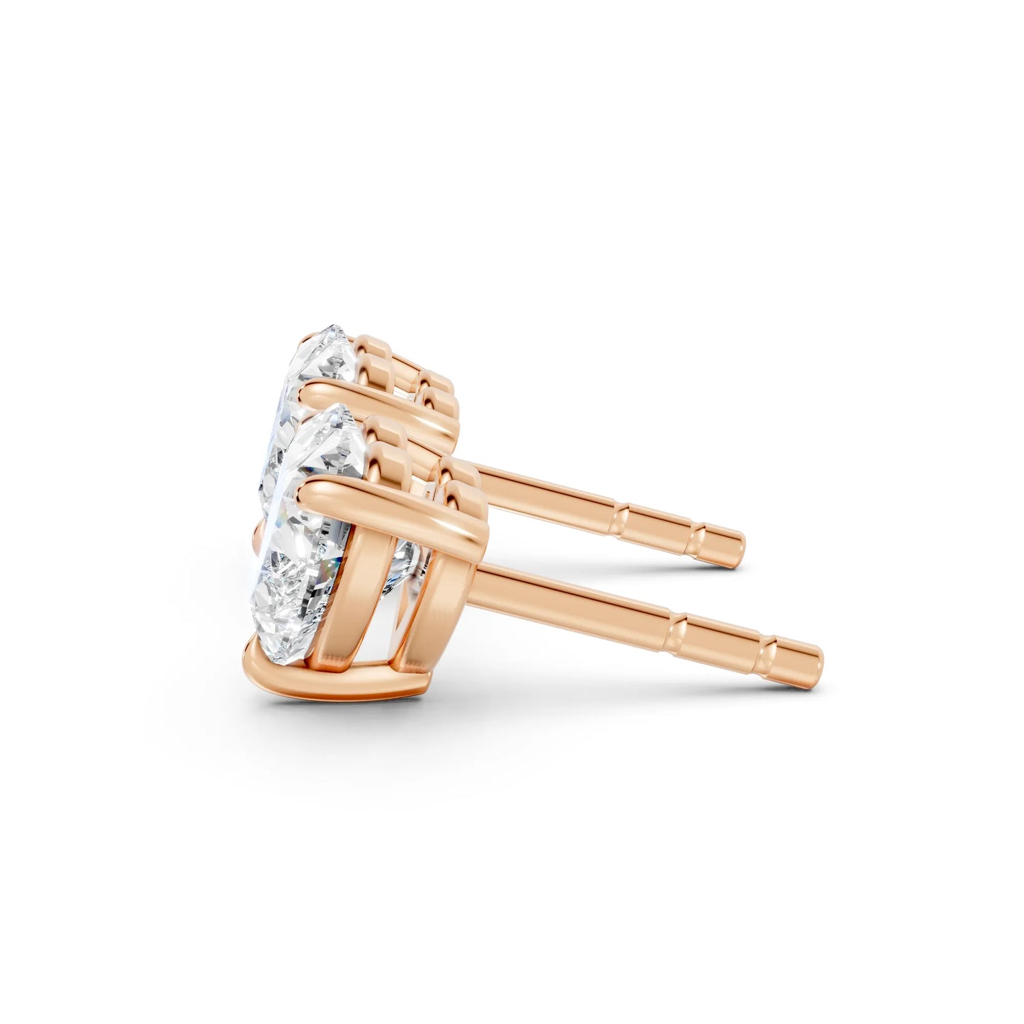 14K Gold Heart Cut Diamond Solitaire Stud Earring