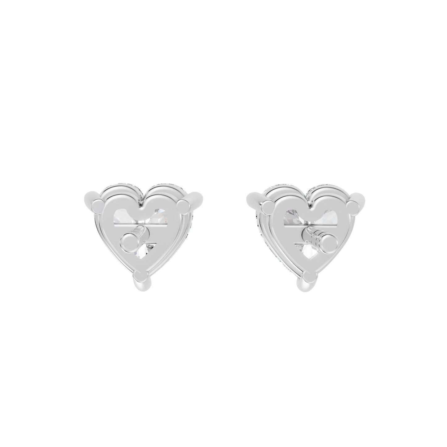 14K Gold Heart Cut Diamond Solitaire Stud Earring