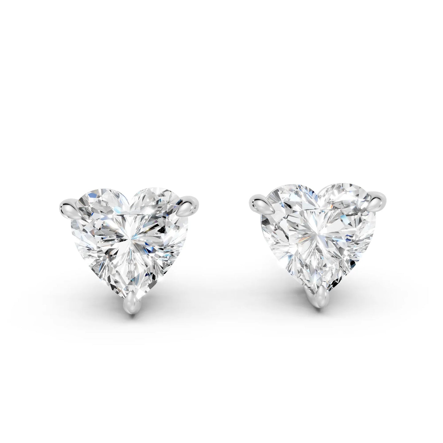 14K Gold Heart Cut Diamond Solitaire Stud Earring
