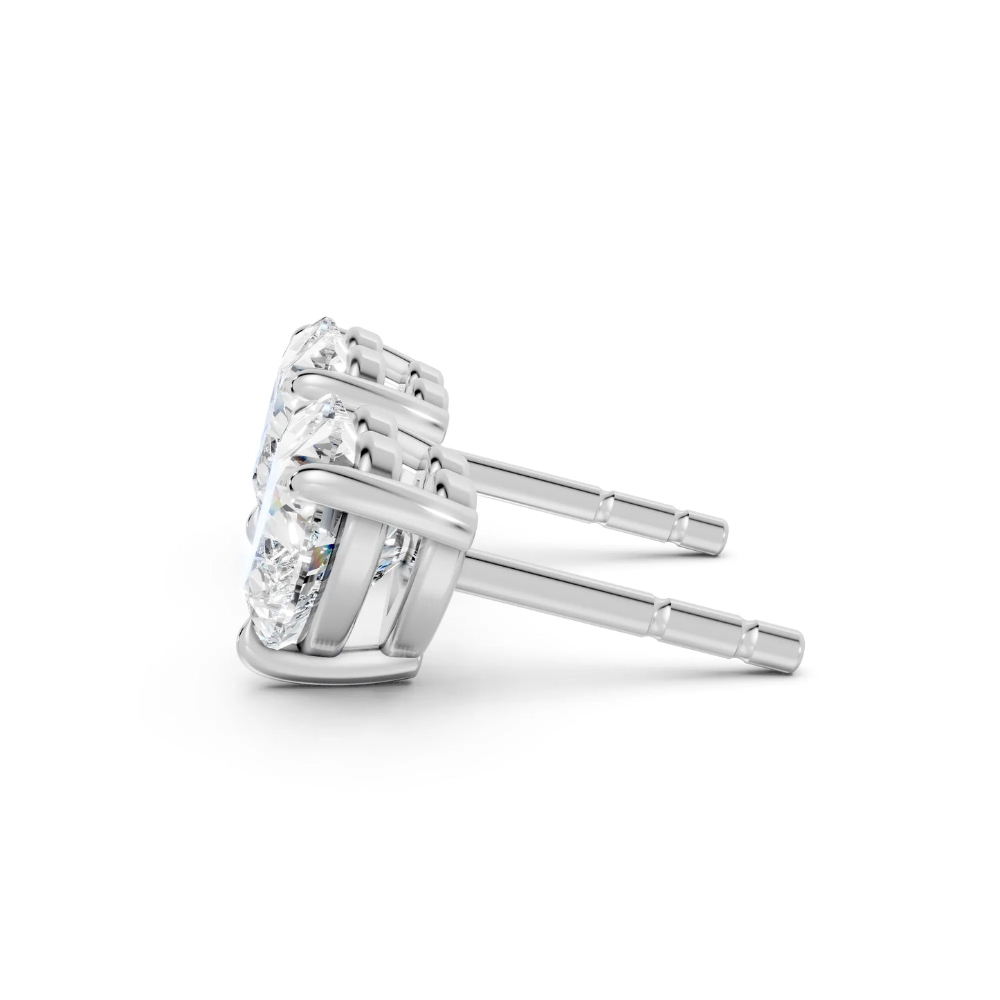 14K Gold Heart Cut Diamond Solitaire Stud Earring