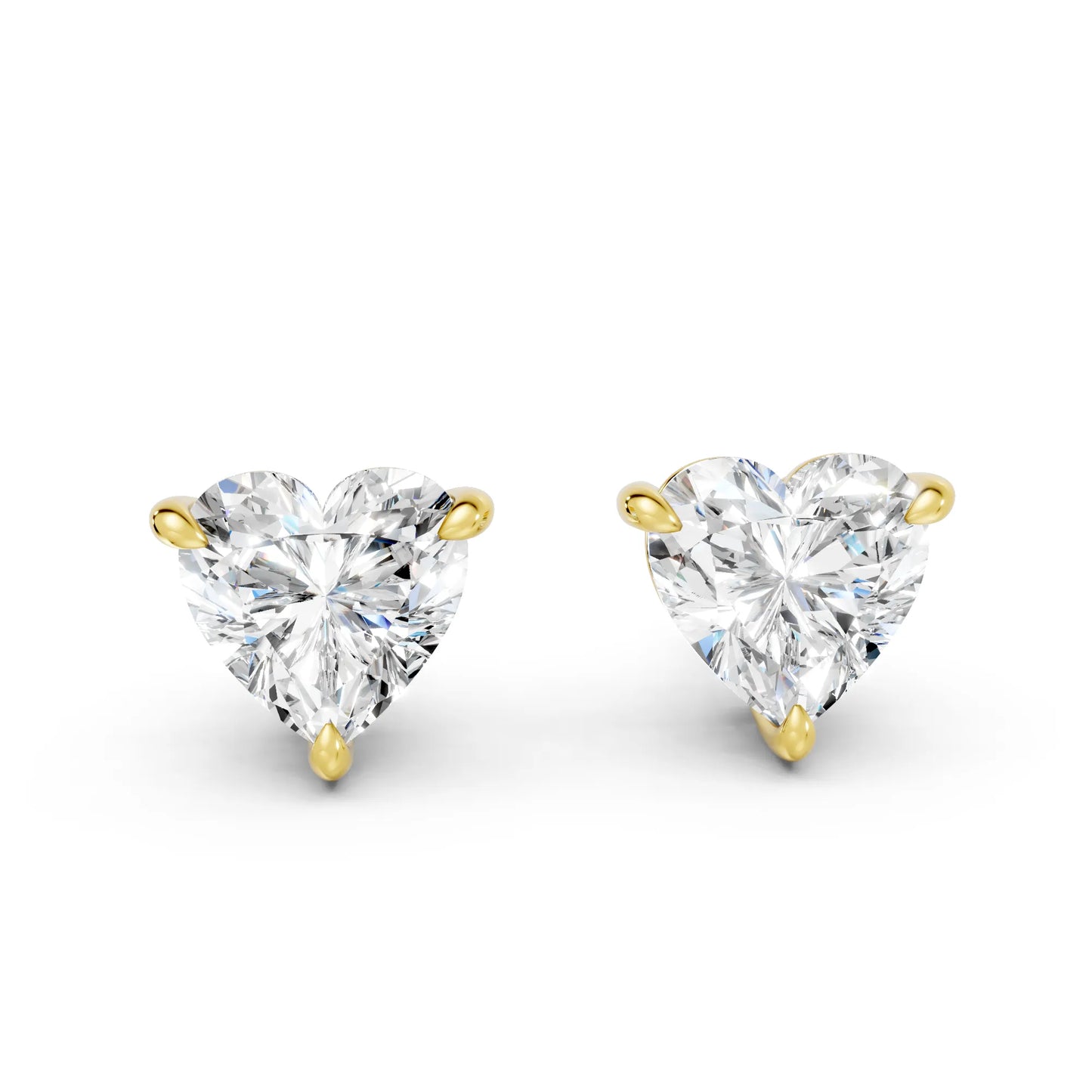 14K Gold Heart Cut Diamond Solitaire Stud Earring
