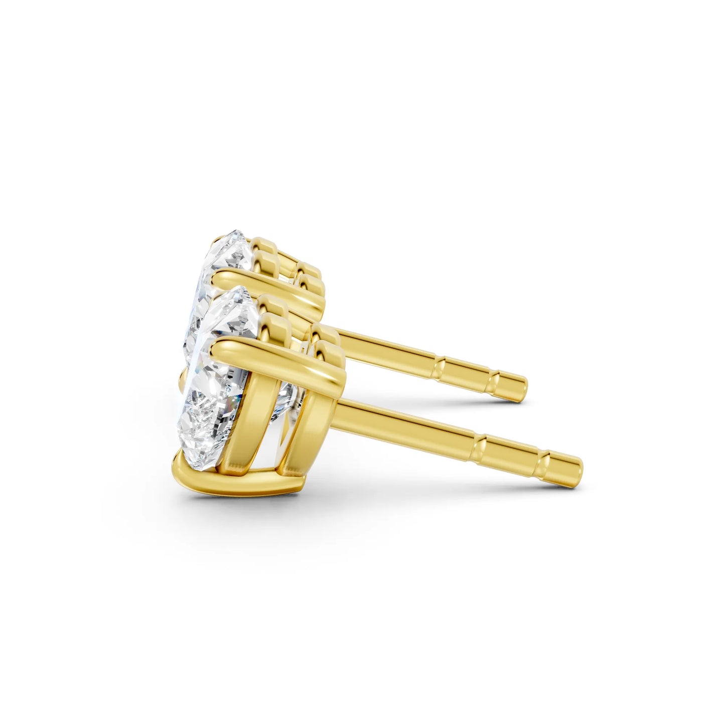 14K Gold Heart Cut Diamond Solitaire Stud Earring