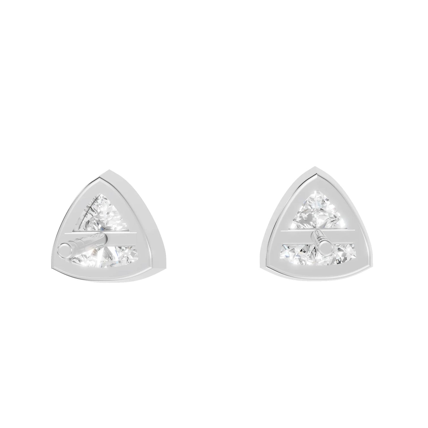 14K Gold Trillion Cut Diamond Bezel Stud Earring