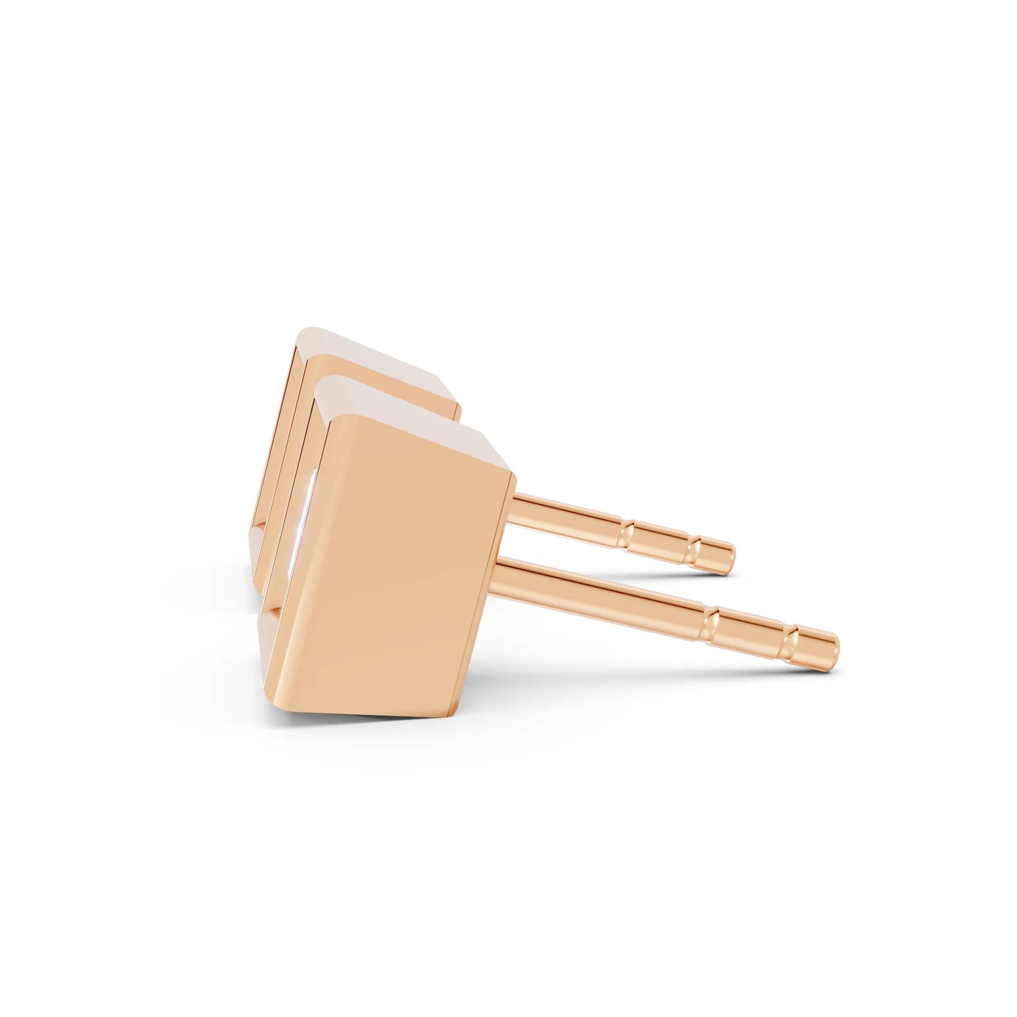 14K Gold Princess Cut Diamond Bezel Stud Earring