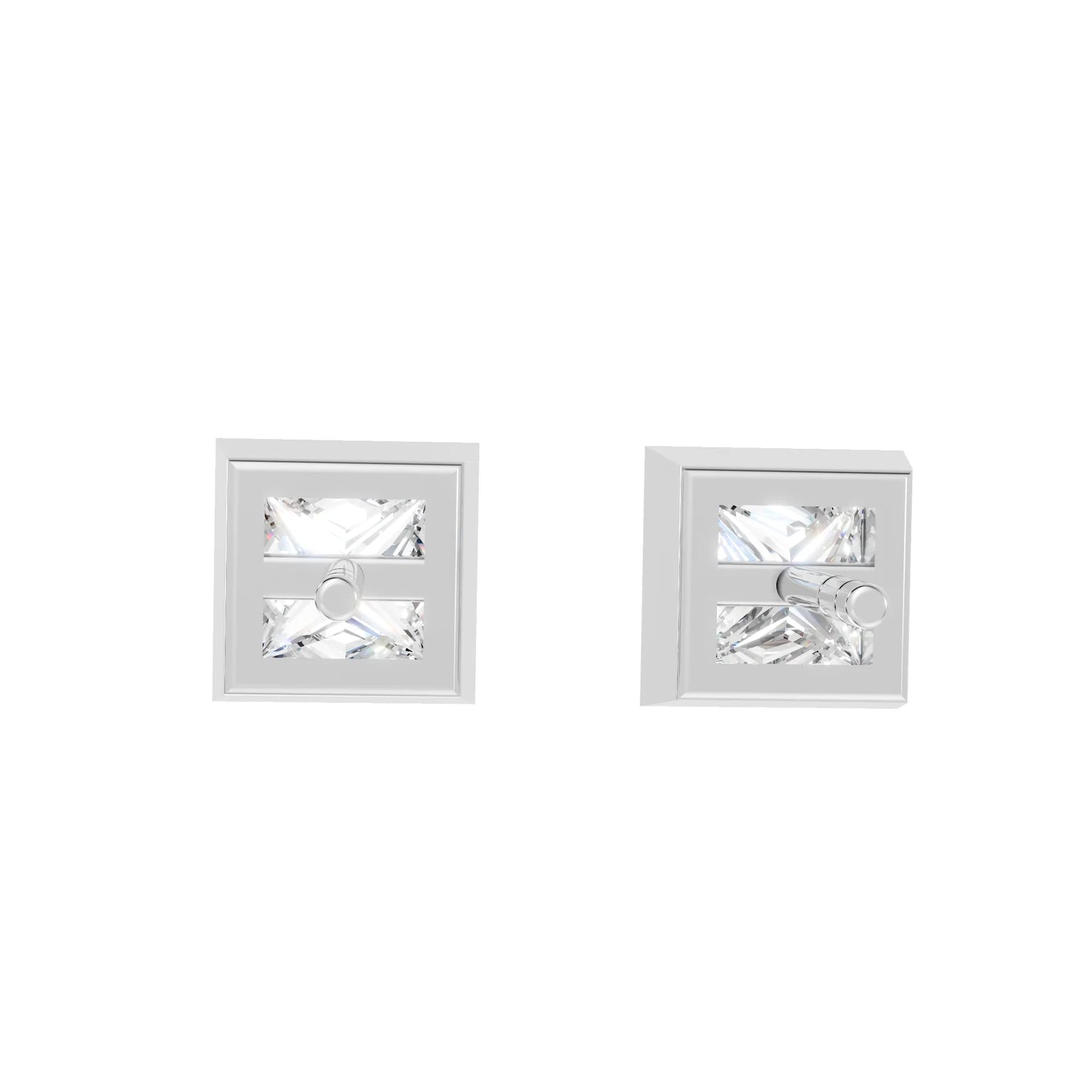14K Gold Princess Cut Diamond Bezel Stud Earring