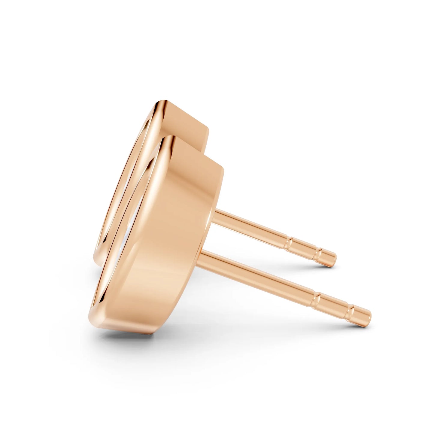 14K Gold Marquise Cut Diamond Bezel Stud Earring