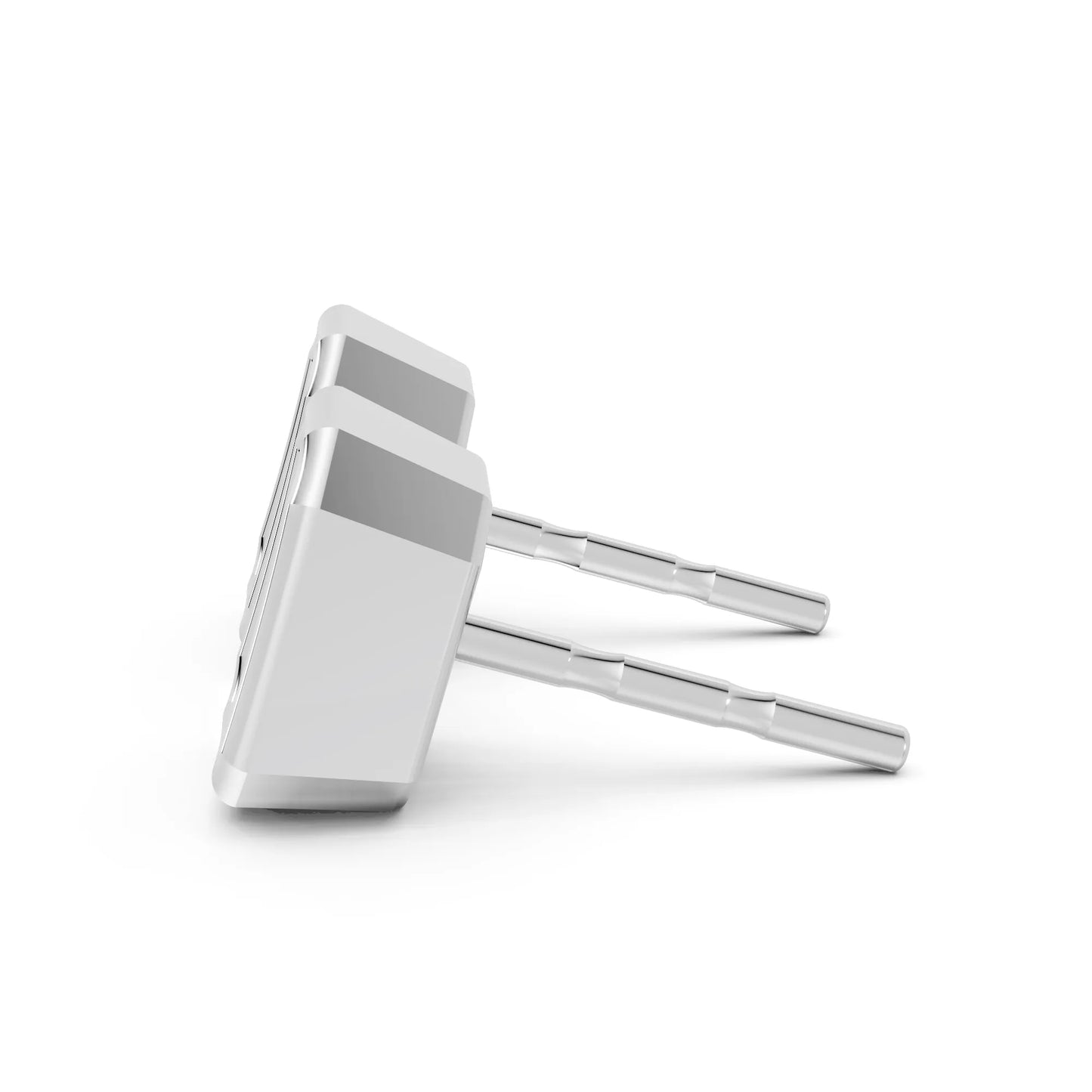 14K Gold Emerald Cut Diamond Bezel Stud Earring