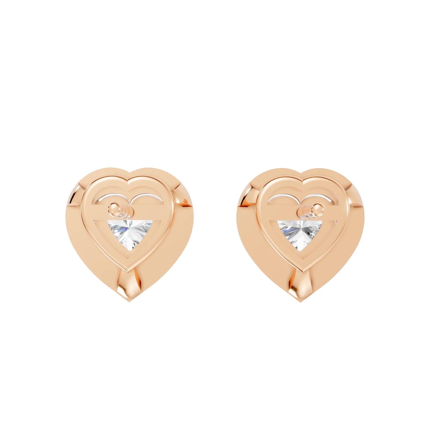 14K Gold Heart Cut Diamond Halo Stud Earring