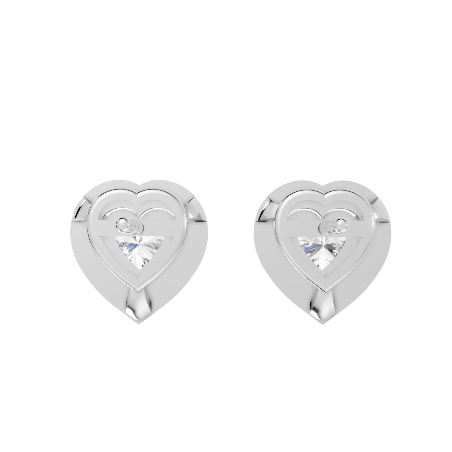14K Gold Heart Cut Diamond Halo Stud Earring