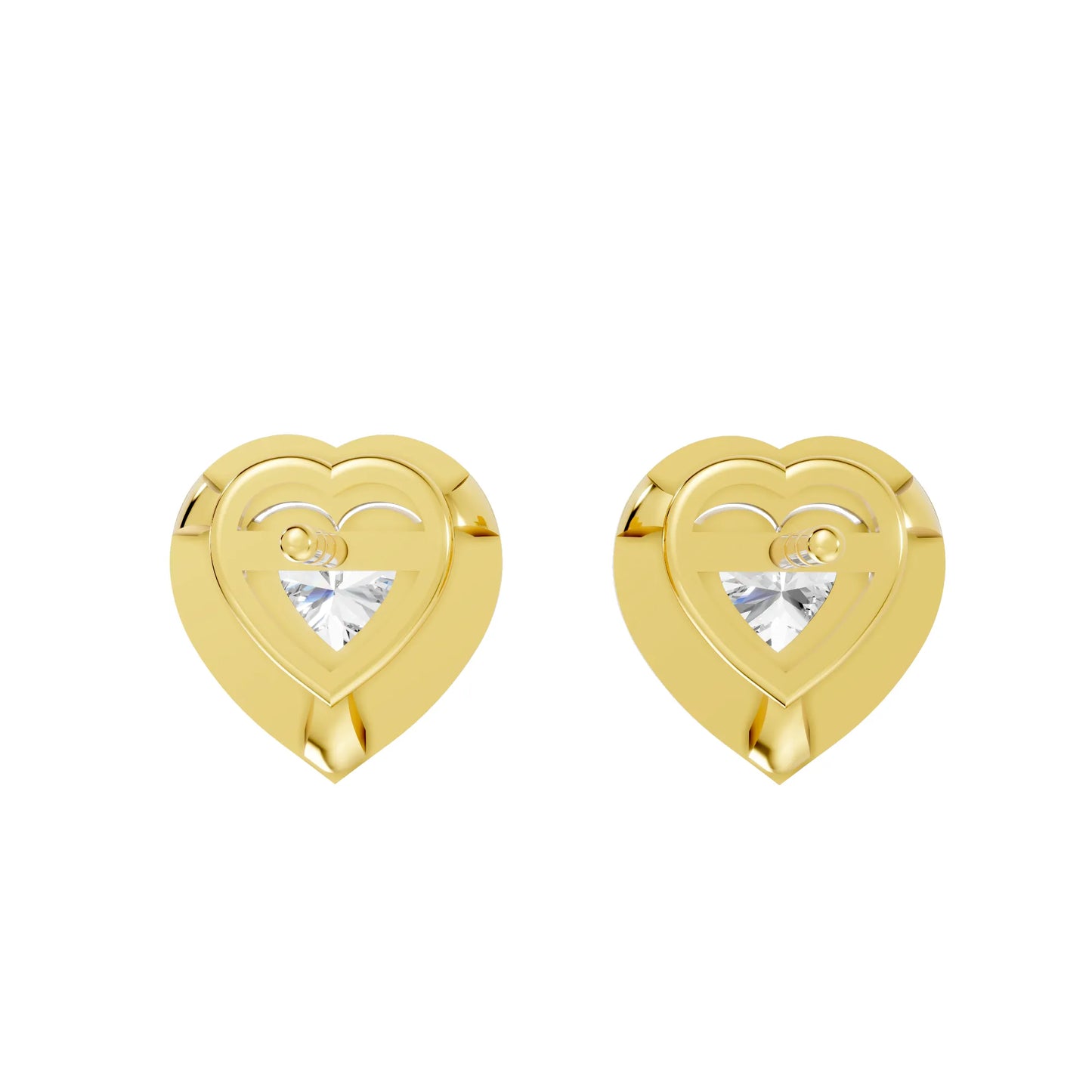 14K Gold Heart Cut Diamond Halo Stud Earring
