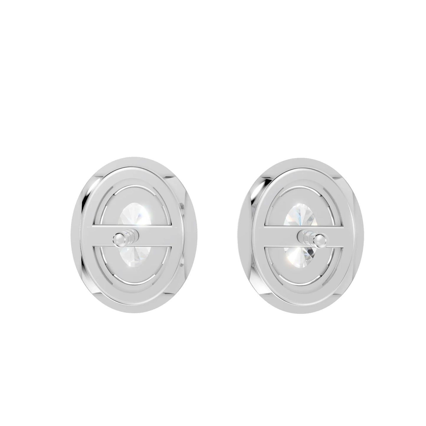 14K Gold Oval Cut Diamond Halo Stud Earring