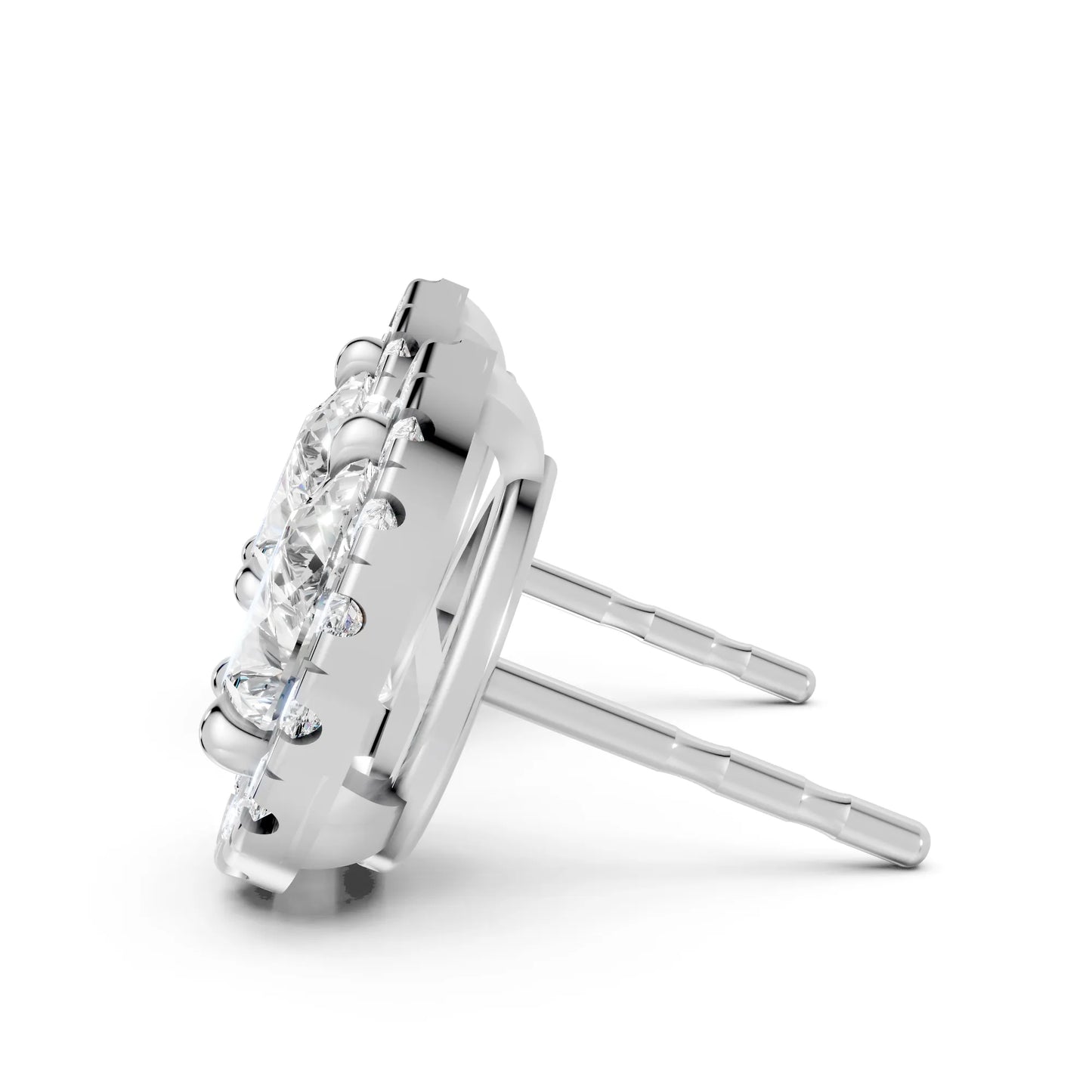 14K Gold Pear Cut Diamond Halo Stud Earring