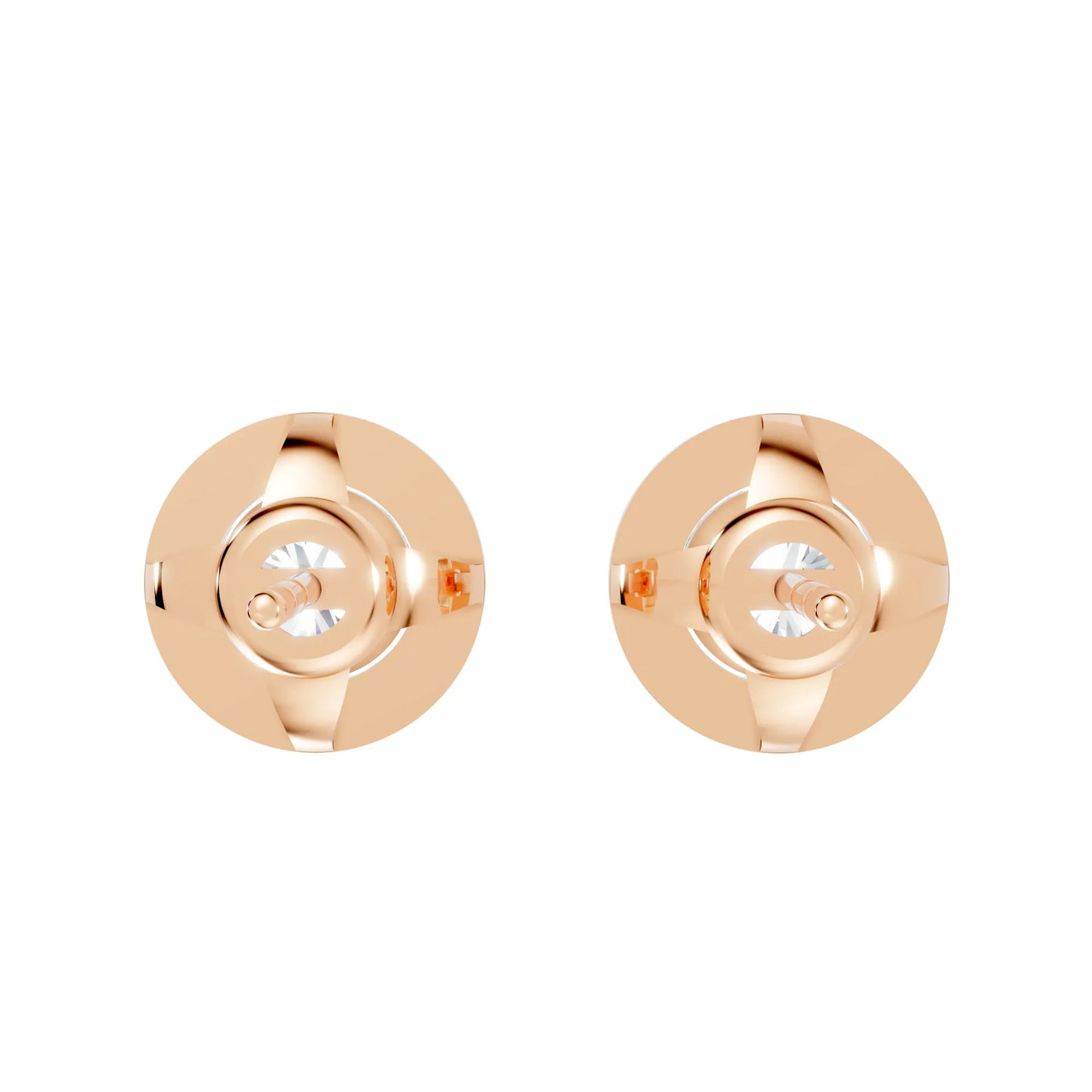 14K Gold Round Cut Diamond Halo Stud Earring