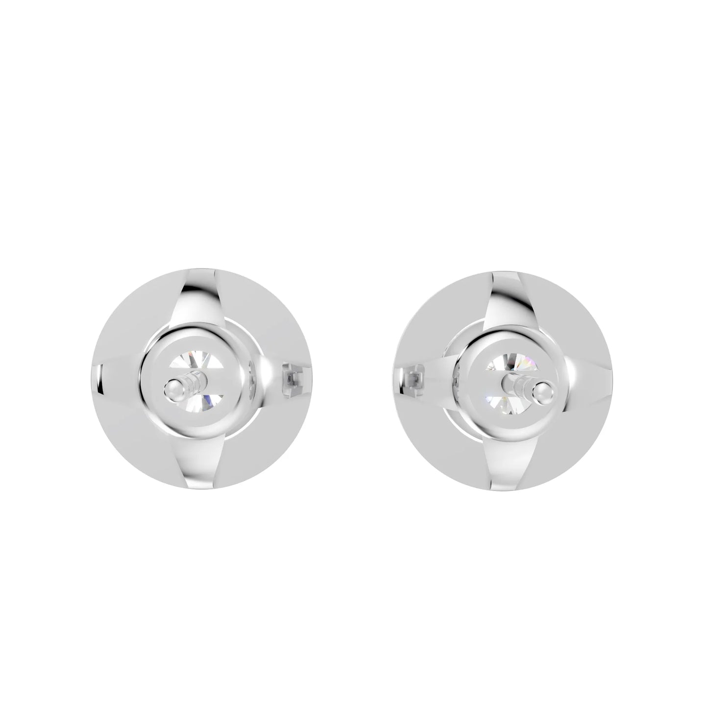 14K Gold Round Cut Diamond Halo Stud Earring