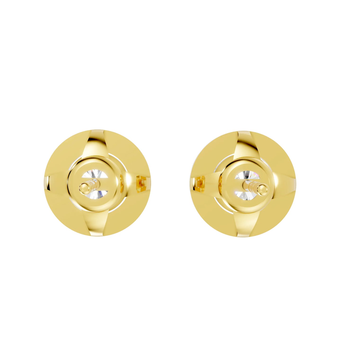 14K Gold Round Cut Diamond Halo Stud Earring