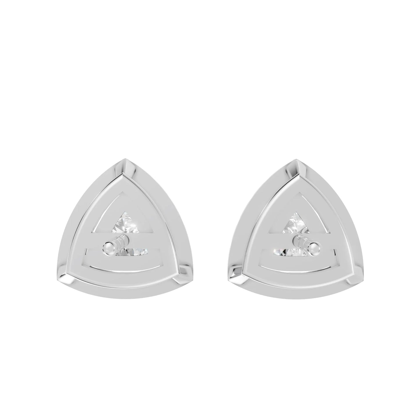 14K Gold Trillion Cut Diamond Halo Stud Earring