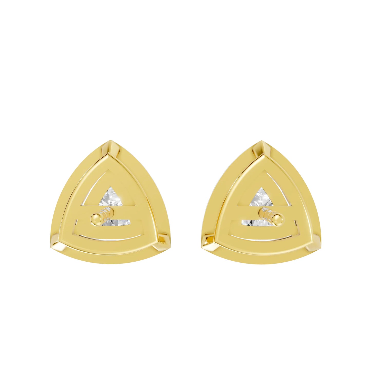 14K Gold Trillion Cut Diamond Halo Stud Earring
