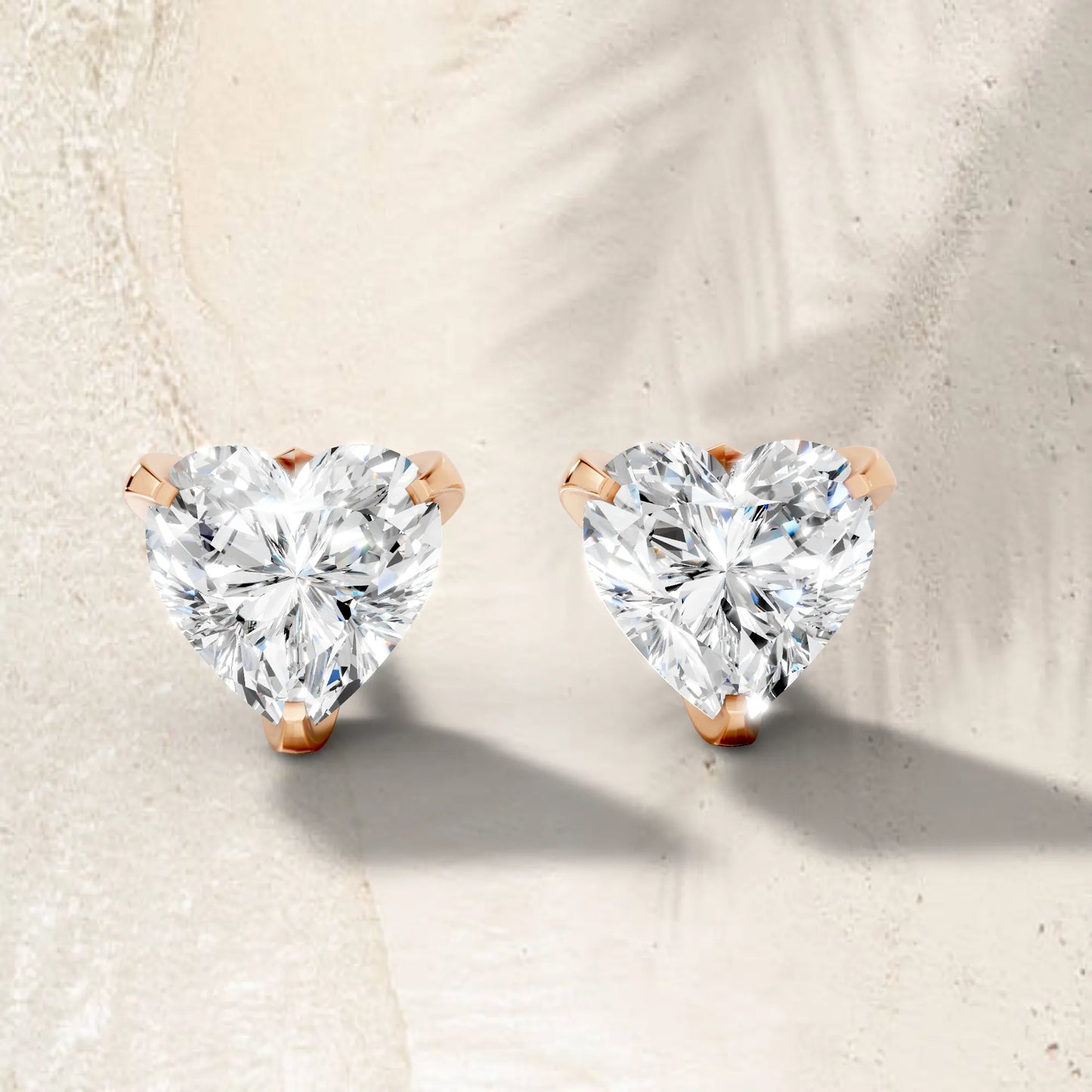 14K Gold Heart Cut Diamond Basket Martini Stud Earring