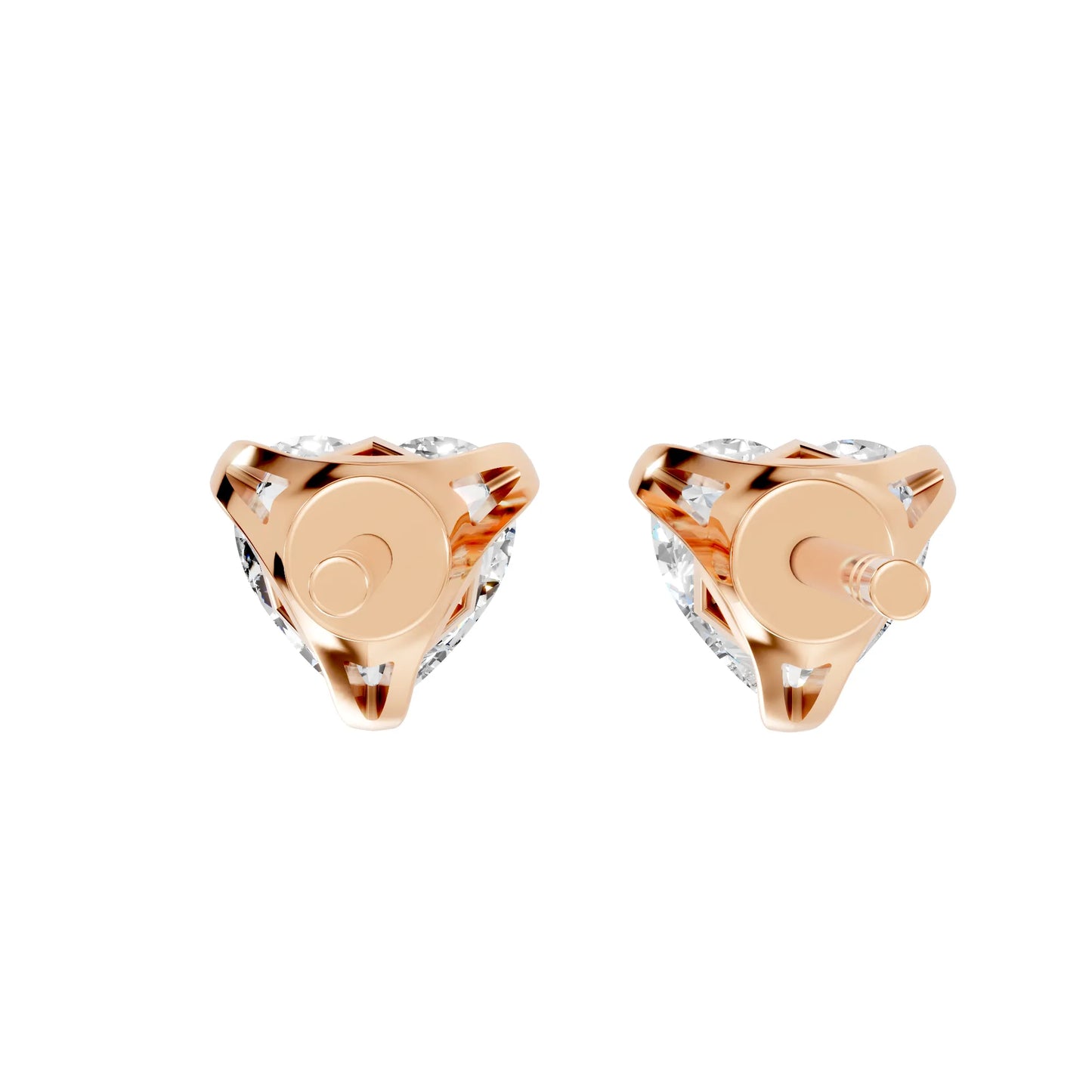 14K Gold Heart Cut Diamond Basket Martini Stud Earring