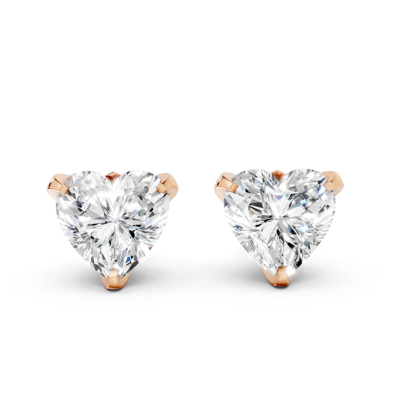 14K Gold Heart Cut Diamond Basket Martini Stud Earring