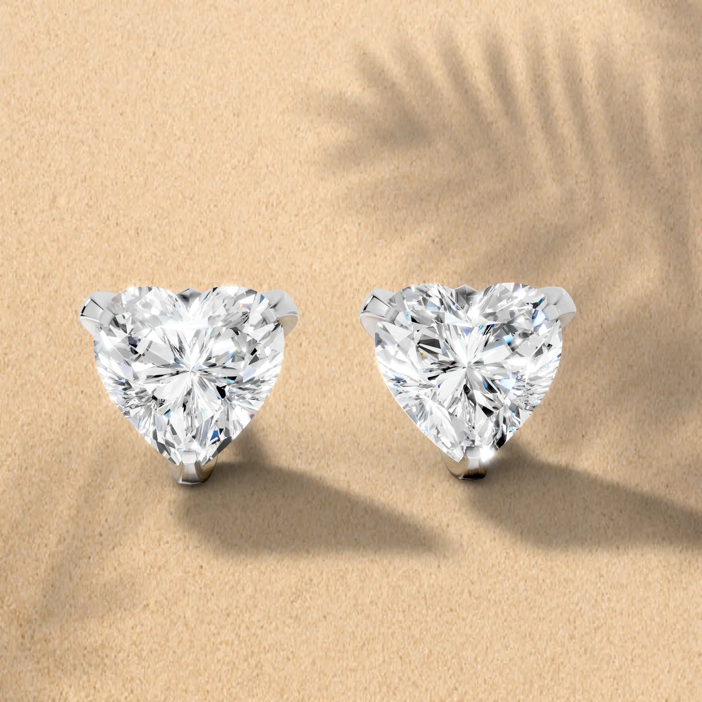 14K Gold Heart Cut Diamond Basket Martini Stud Earring