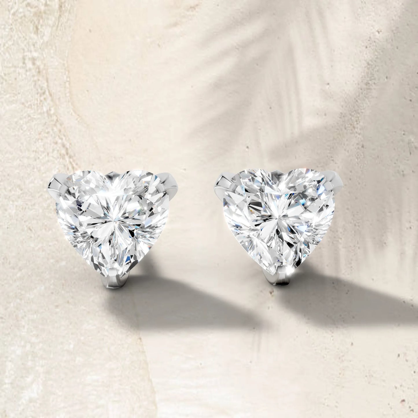 14K Gold Heart Cut Diamond Basket Martini Stud Earring