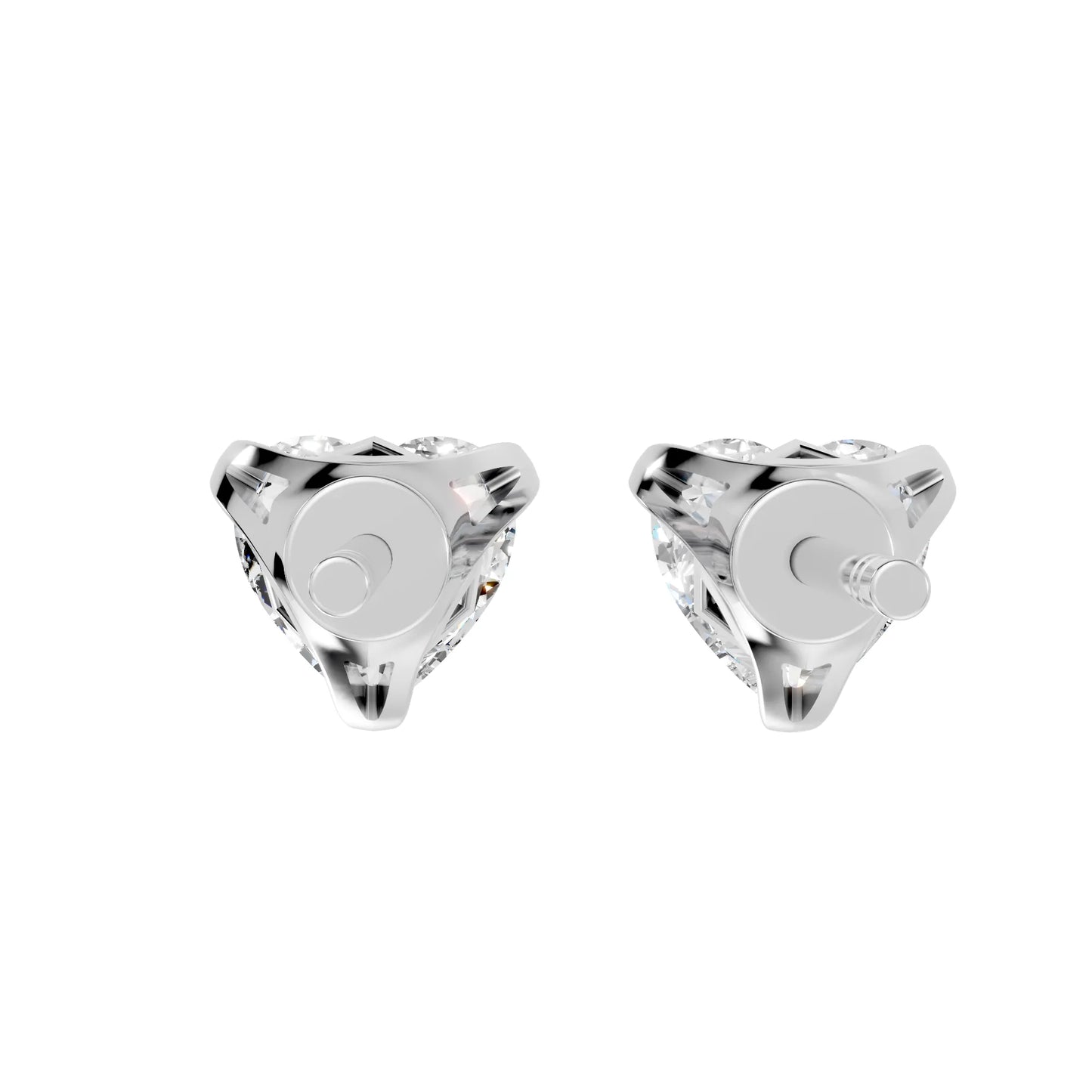 14K Gold Heart Cut Diamond Basket Martini Stud Earring