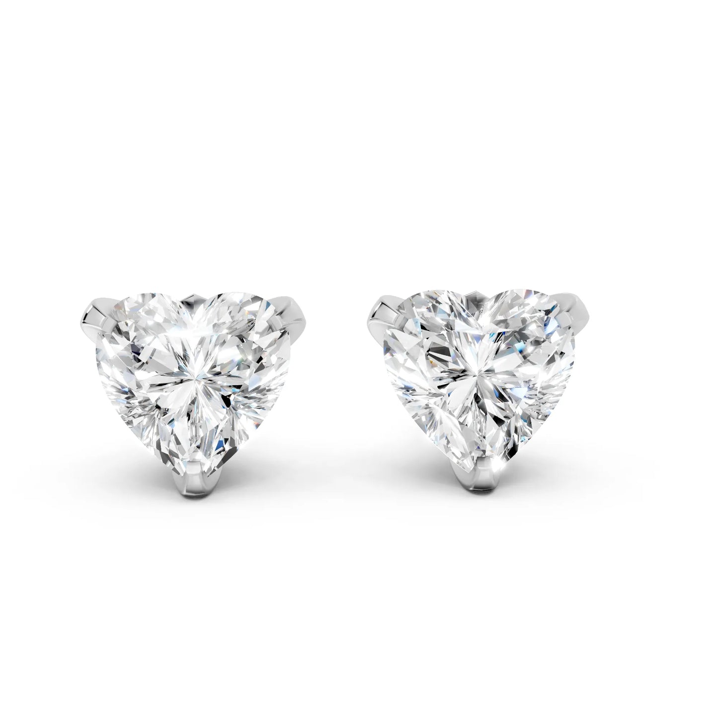 14K Gold Heart Cut Diamond Basket Martini Stud Earring