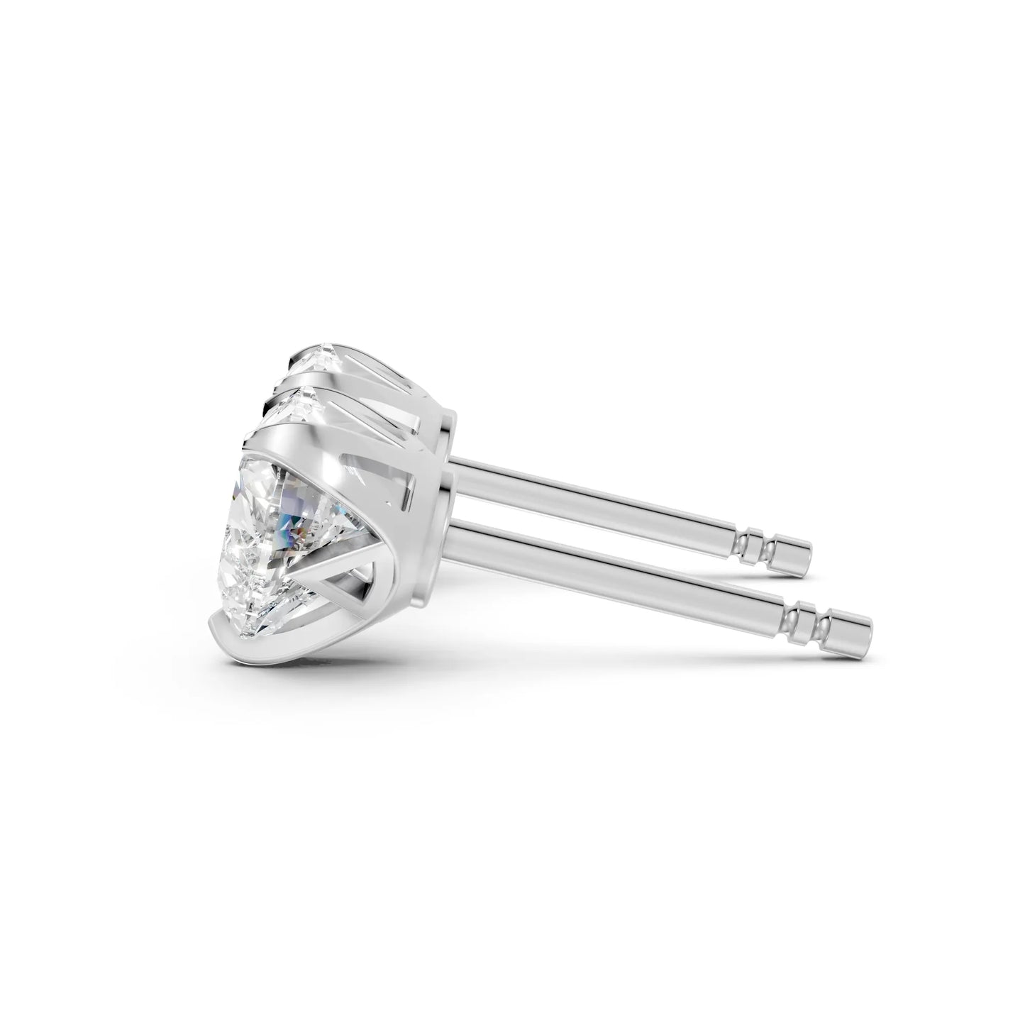 14K Gold Heart Cut Diamond Basket Martini Stud Earring