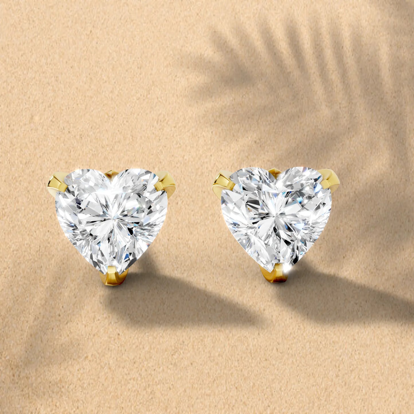 14K Gold Heart Cut Diamond Basket Martini Stud Earring