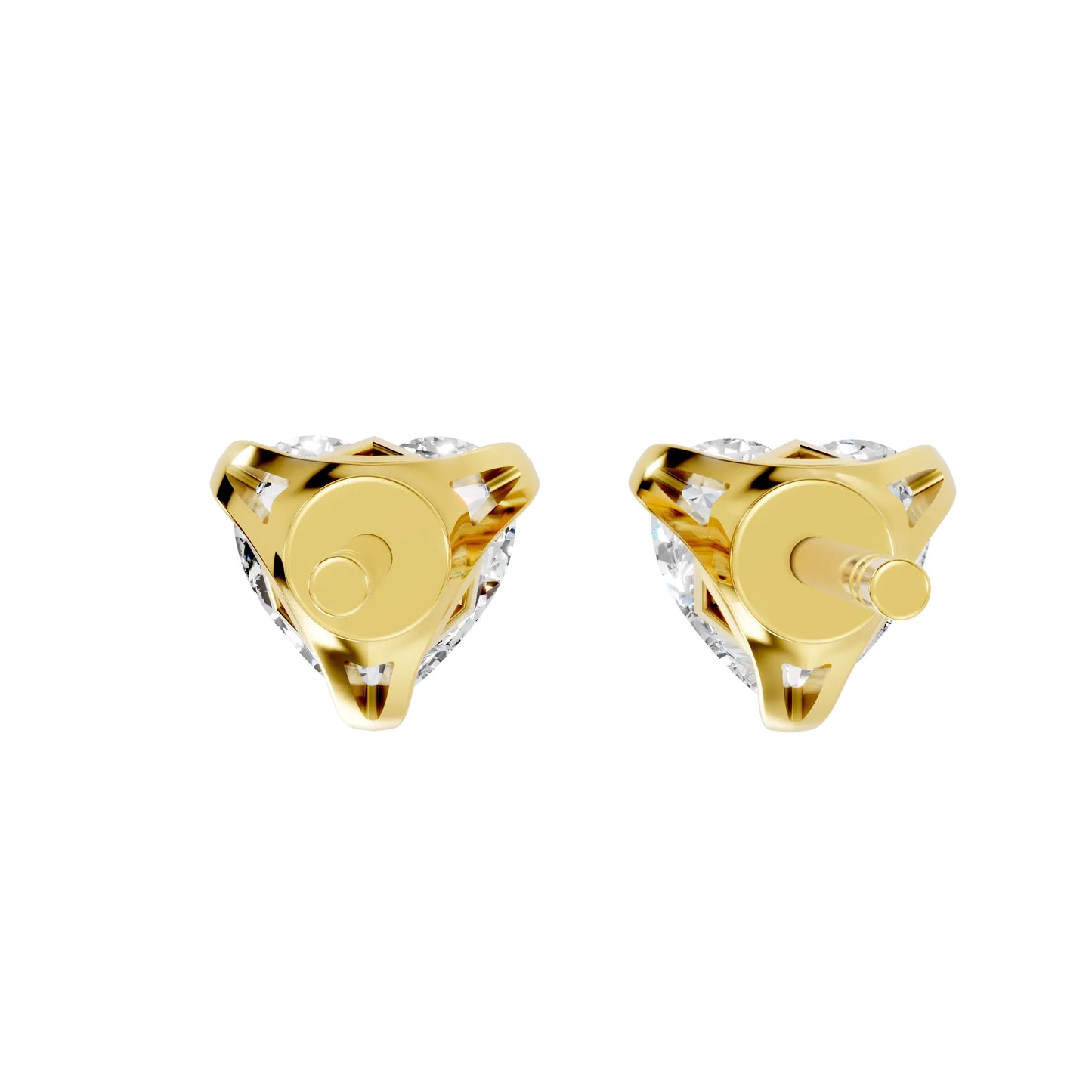 14K Gold Heart Cut Diamond Basket Martini Stud Earring