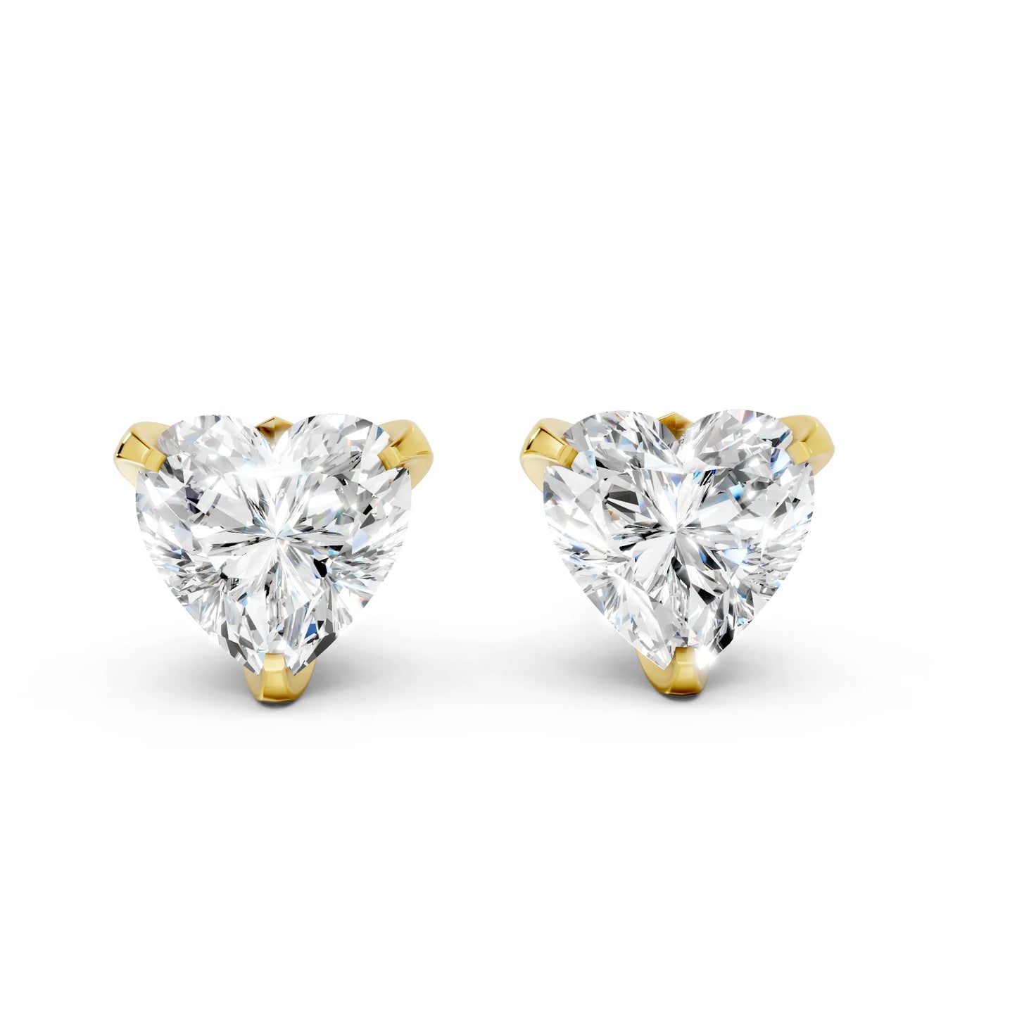 14K Gold Heart Cut Diamond Basket Martini Stud Earring