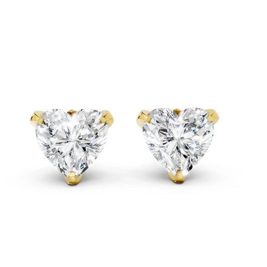 14K Gold Heart Cut Diamond Basket Martini Stud Earring