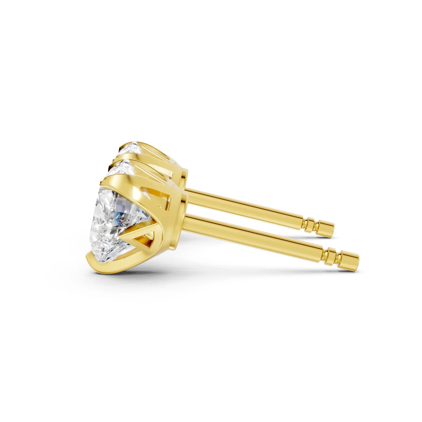 14K Gold Heart Cut Diamond Basket Martini Stud Earring
