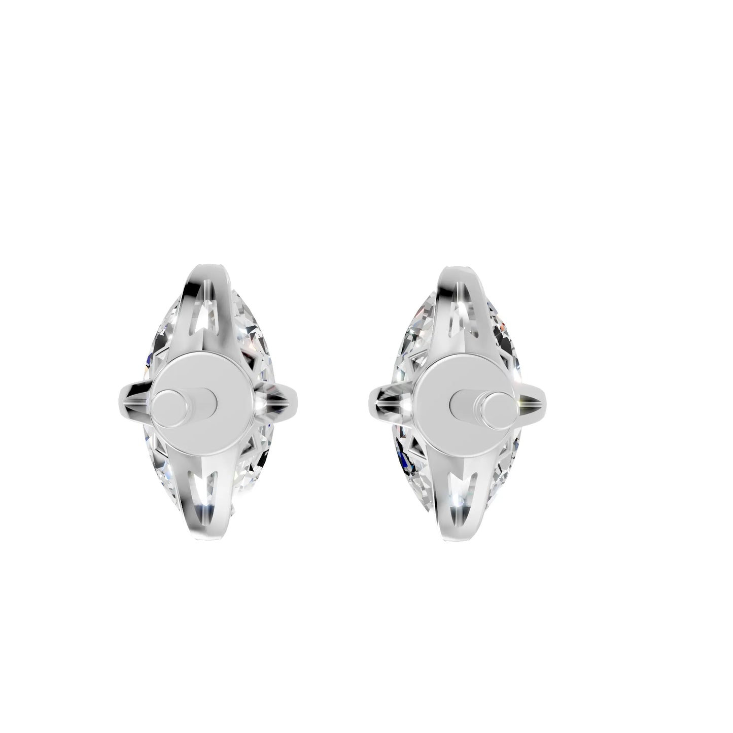 14K Gold Marquise Cut Diamond Basket Martini Stud Earring